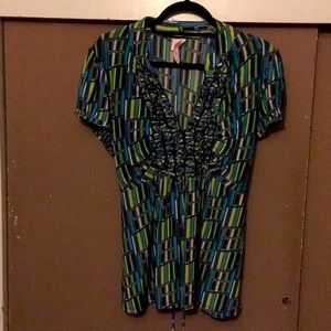 V Neck Short Sleeve Blouse